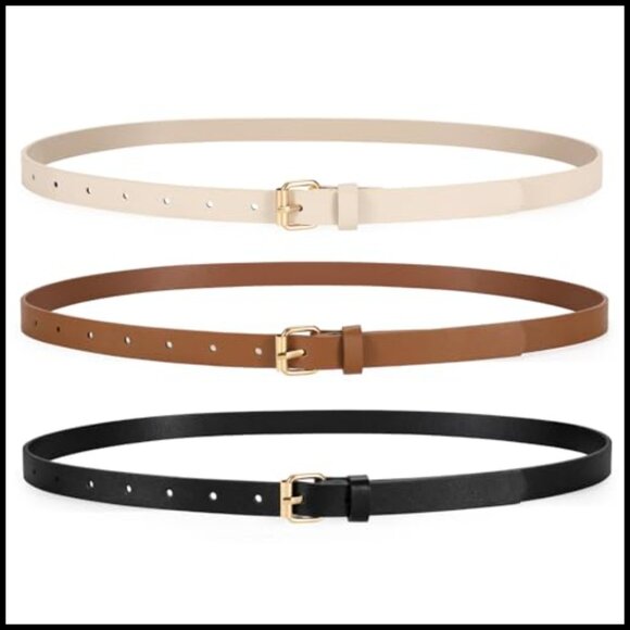 Skinny PU Leather Belt with Gold Buckle for Women main image 6